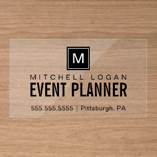 Elegant Monogram Modern Minimalist Clear Business Cards