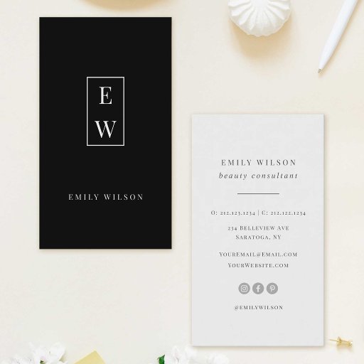 Customizable Elegant Monogram Modern Minimalist Professional Business Card