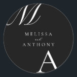 Elegant Monogram Modern Minimalist Wedding Classic Round Sticker<br><div class="desc">Modern Black and White Wedding Stickers. Features bold monogram typography and minimalist graphic design.</div>