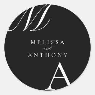 Elegant Monogram Modern Minimalist Wedding Classic Round Sticker