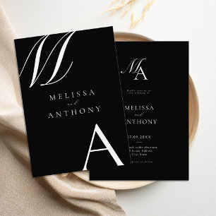 Elegant Monogram Modern Minimalist Wedding Invitation