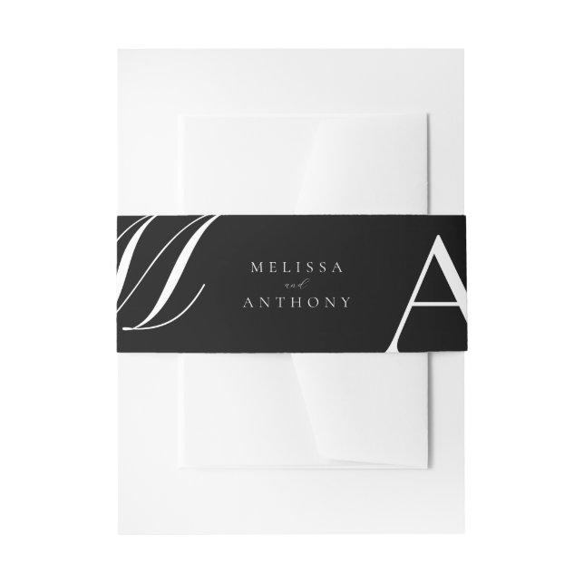 Elegant Monogram Modern Minimalist Wedding Invitation Belly Band (Front Example)