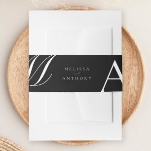 Elegant Monogram Modern Minimalist Wedding Invitation Belly Band