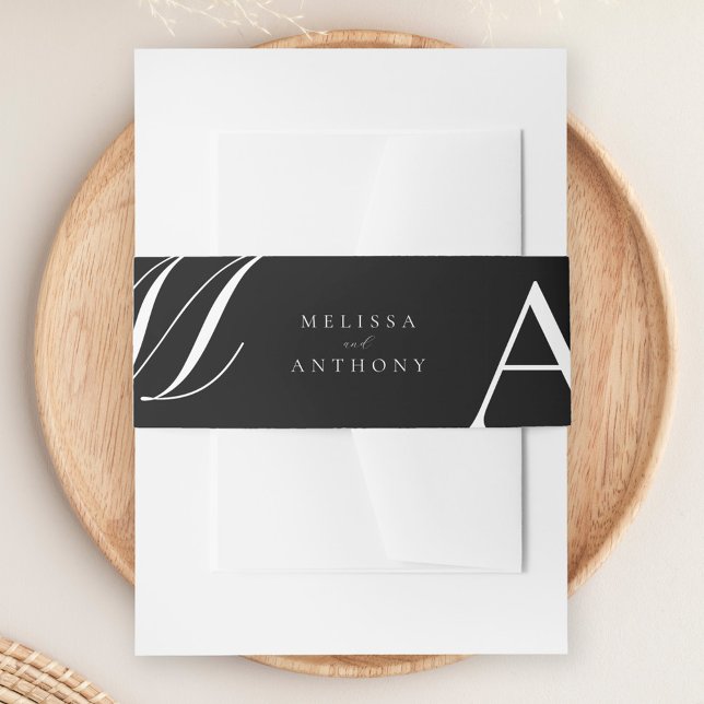 Elegant Monogram Modern Minimalist Wedding Invitation Belly Band (Creator Uploaded)