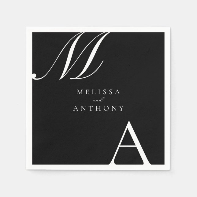 Elegant Monogram Modern Minimalist Wedding Napkins (Front)