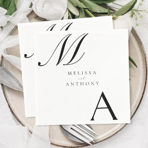 Elegant Monogram Modern Minimalist Wedding Napkins