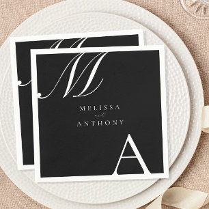 Elegant Monogram Modern Minimalist Wedding Napkins
