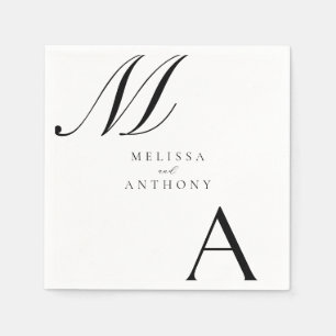 Elegant Monogram Modern Minimalist Wedding Napkins