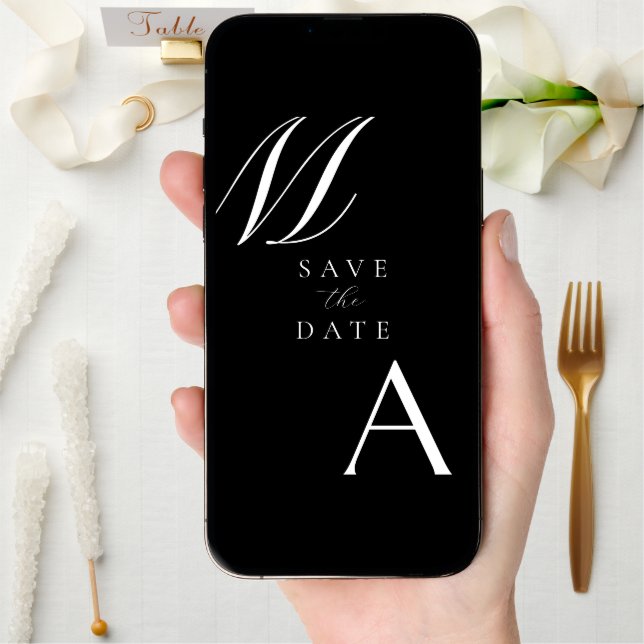 Elegant Monogram Modern Minimalist Wedding Save The Date (Front Digital)
