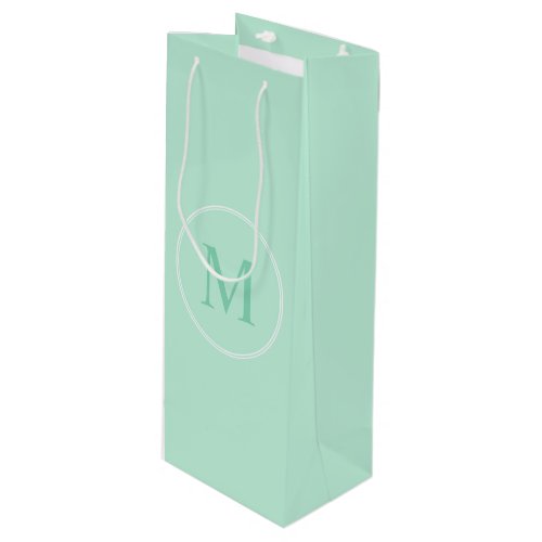 Elegant Monogram Modern Mint Green Color Template Wine Gift Bag