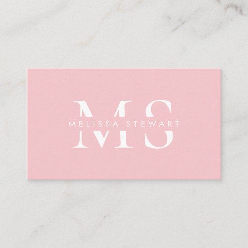 Elegant monogram modern pastel pink professional business card