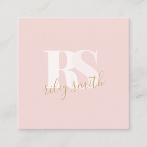 Elegant monogram modern pink and gold professional square business card