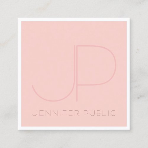 Elegant Monogram Modern Pink White Template Trendy Square Business Card