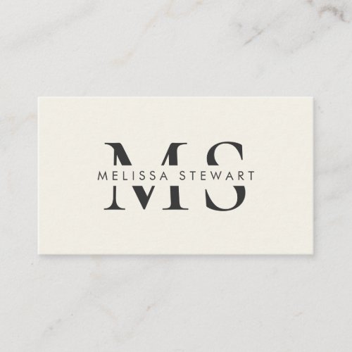 Elegant monogram modern plain beige professional business card