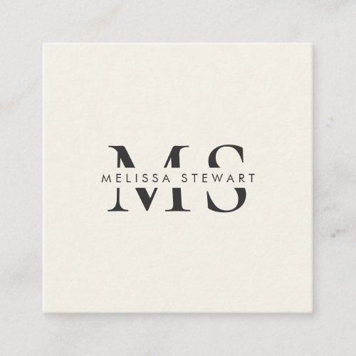 Elegant monogram modern plain beige professional square business card