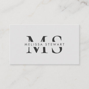 Elegant monogram modern plain gray professional business card