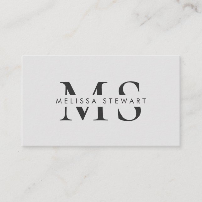 Elegant monogram modern plain gray professional business card (Front)