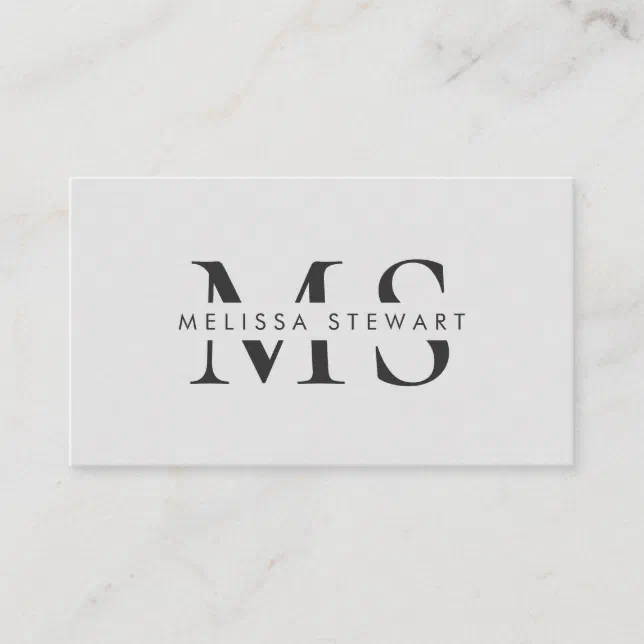Elegant monogram modern plain gray professional business card | Zazzle
