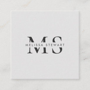 Elegant monogram modern plain gray professional square business card