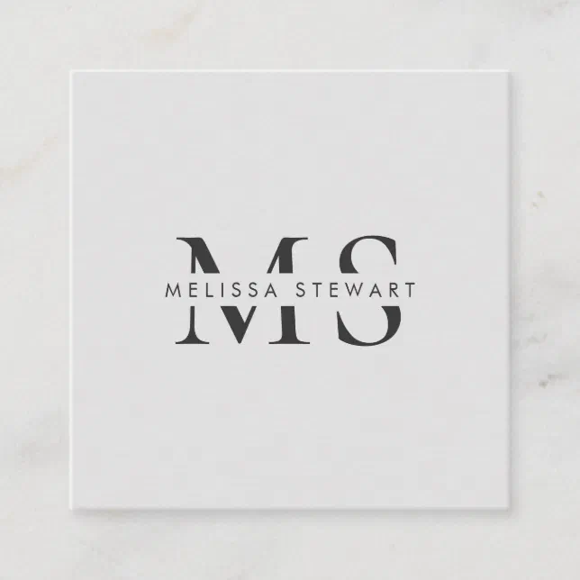 Elegant monogram modern plain gray professional square business card ...
