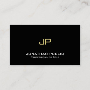 Elegant Monogram Modern Premium Black Gold Luxury Business Card