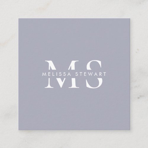 Elegant monogram modern silver gray professional square business card