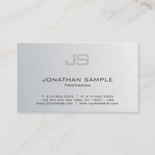 Elegant Monogram Modern Silver Look Design Luxury Business Card