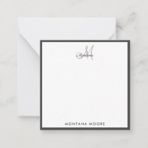 Elegant Monogram Modern Simple Girly Black Note Card