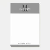 Simple Calligraphy Monogram Black and White Post-it Notes