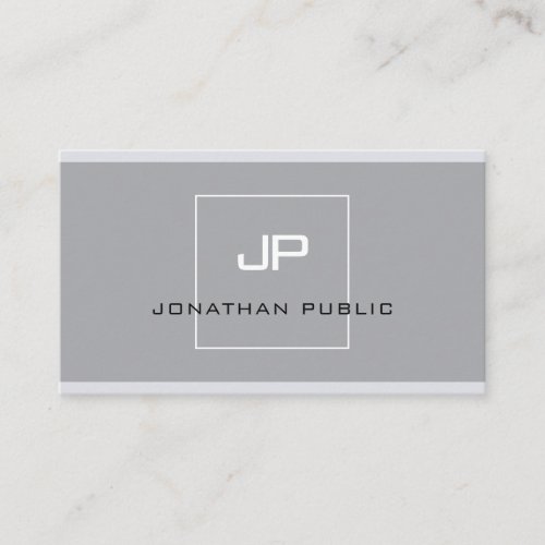 Elegant Monogram Modern Simple Grey Professional Business Card
