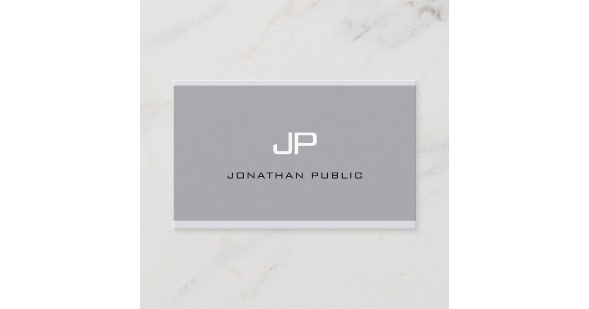 Elegant Monogram Modern Simple Grey Professional Business Card | Zazzle