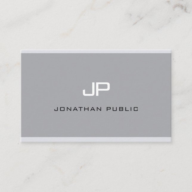 Elegant Monogram Modern Simple Grey Professional Business Card (Front)