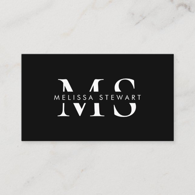 Elegant monogram modern white black professional business card (Front)