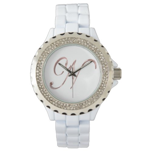 Elegant Monogram N Rose Gold Watch