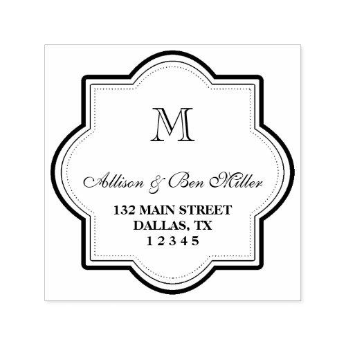 Elegant Monogram Name  Address Self_inking Stamp