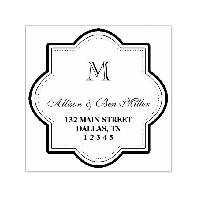Elegant Monogram Name & Address Self-inking Stamp (Design)