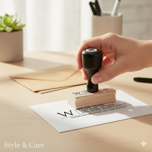 Elegant Monogram Name and Address Stylish Wooden Rubber Stamp