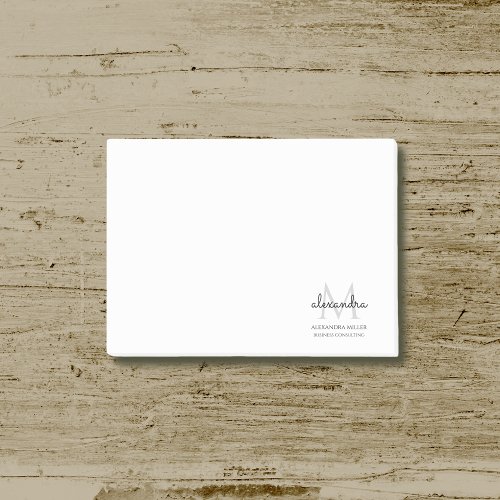 Elegant Monogram Name Black and White Post_it Notes