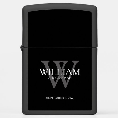 Elegant Monogram Name Classic Script Groomsmen Zippo Lighter