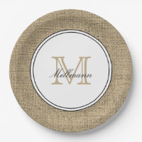 Elegant Monogram Name Country Chic Style Burlap