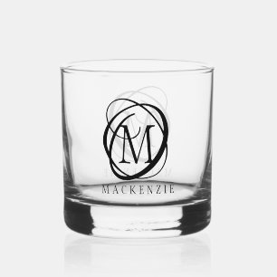 Elegant Monogram Name Custom Color Whiskey Glass