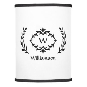 Elegant Monogram Name Elegant Wreath Black White L Lamp Shade