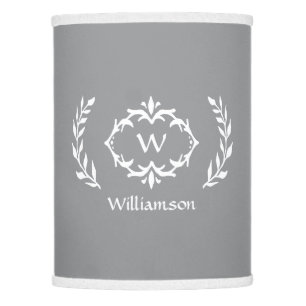 Elegant Monogram Name Elegant Wreath Gray & White Lamp Shade