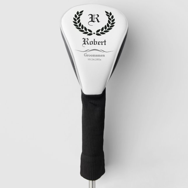 Elegant Monogram Name Groomsmen Best Man Gifts  Golf Head Cover (Front)