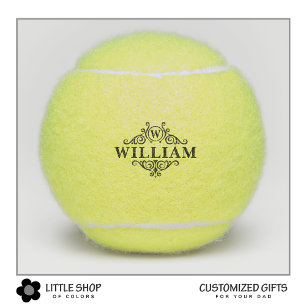 Elegant Monogram Name Initial Tennis Balls