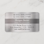 Elegant Monogram Name, Lt & Dk Brushed Silver Vs 3 Business Card (Back)