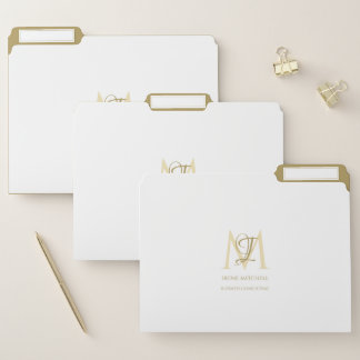Elegant Monogram Name Modern White Gold File Folder