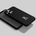 Elegant monogram name personalized simple black  Case-Mate iPhone 14 plus case<br><div class="desc">Modern simple masculine looking stylish iPhone case with black and white trendy typography (changeable colors).            Personalized gift for him: dad,  father,  husband,  son,  boyfriend,  groom,  best man,  groomsman,  business executive.</div>