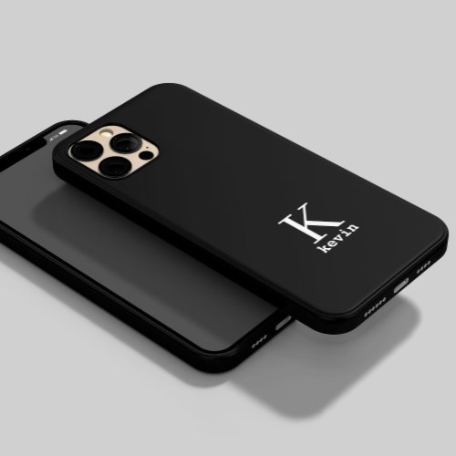 Elegant monogram name personalized simple black  Case_Mate iPhone 14 plus case