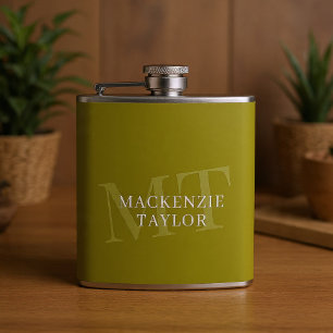 Elegant Monogram Name Personalized Text  Flask
